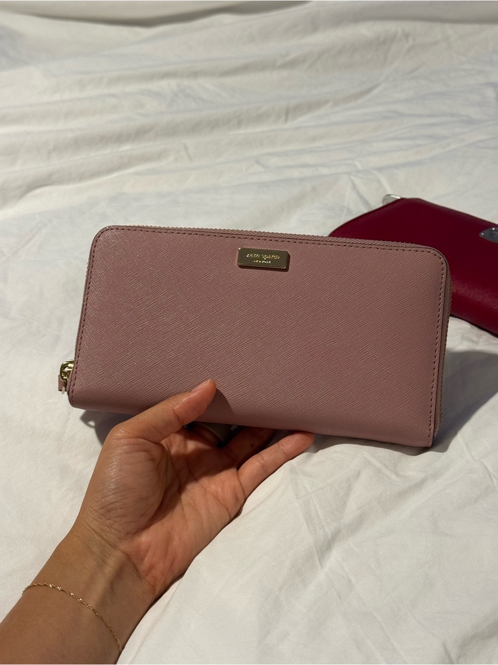 kate spade Dusty Rose Zip-Around Leather Wallet